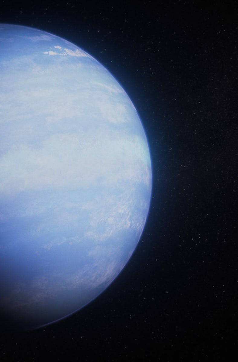This marbled orb is an artist's depiction of the puffy exoplanet WASP-107 b. It's got subtle stripes...
