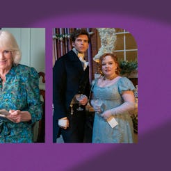 Queen Camilla, Luke Newton, and Nicola Coughlan.