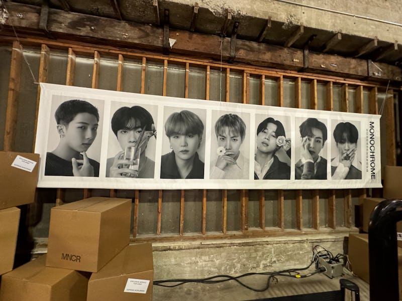 The BTS Monochrome pop-up features new portraits of the members. 
