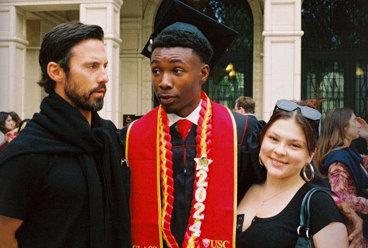Milo Ventimiglia took a photo with his 'This Is Us' son Niles Fitch at his USC graduation.