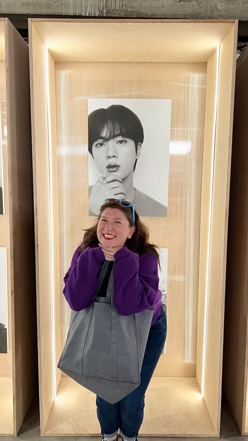 I took pictures with BTS portraits at the Monochrome pop-up in Los Angeles. 