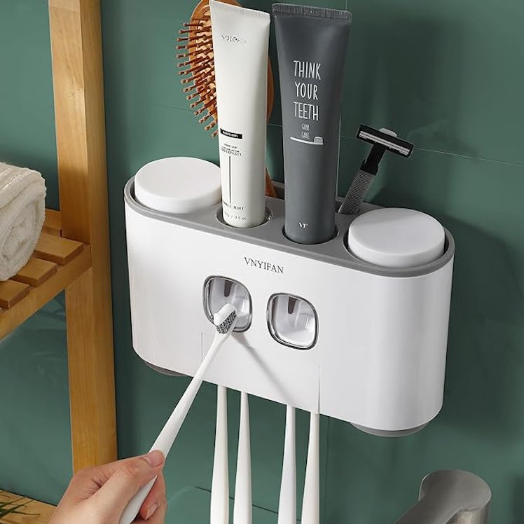 VNYIFAN Toothbrush Holder with Toothpaste Dispenser