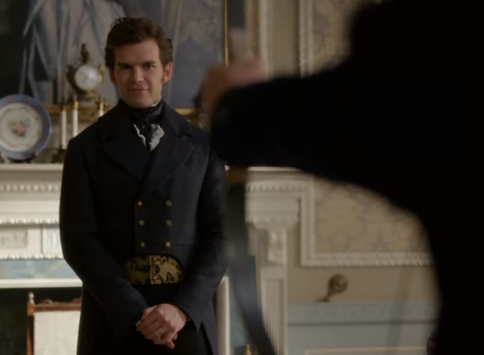 Colin and his bow on &lsquo;Bridgerton.&rsquo; Screenshot via Netflix