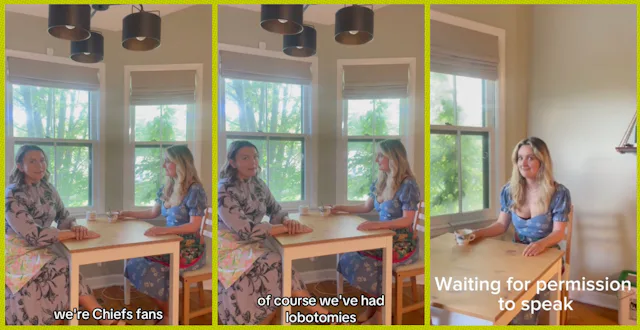 A viral TikTok created by two women hilariously parodies Kansas City Chiefs kicker Harrison Butker's...