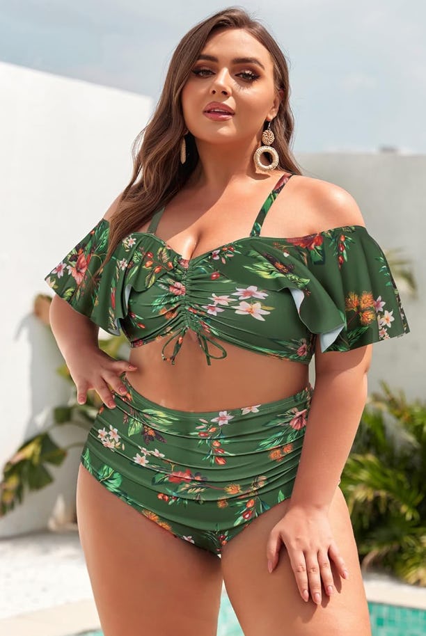 Hanna Nikole Ruffle Drawstring Bikini