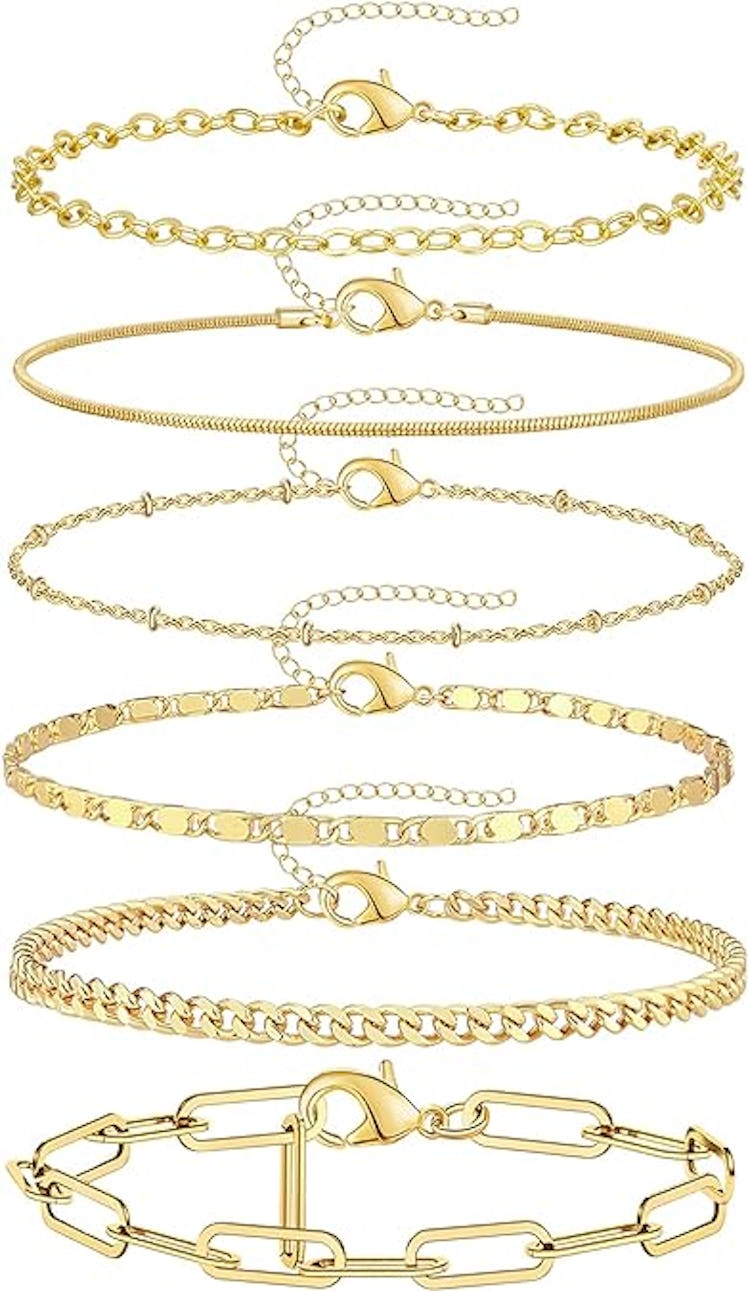 doubgood Stackable Gold Bracelets (6 Pieces)