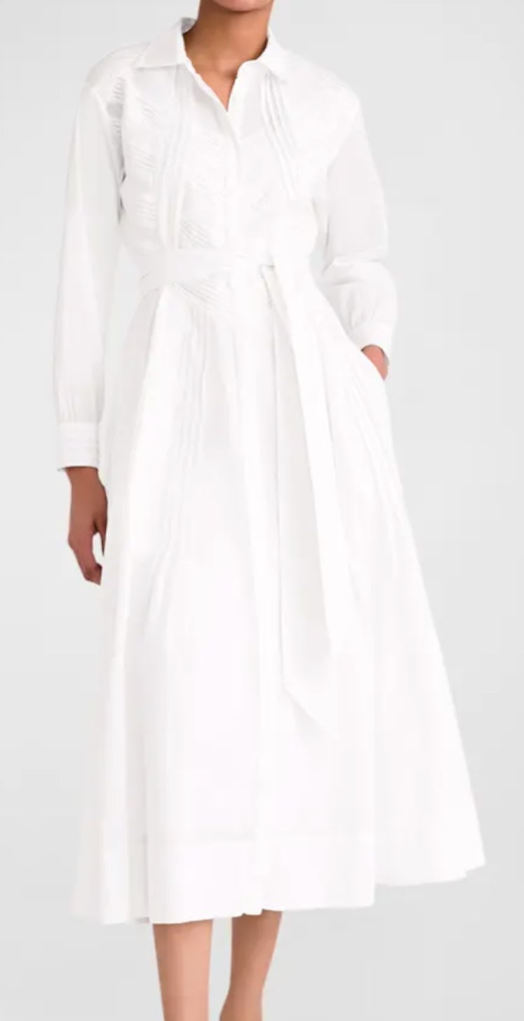 white midi shirt dress