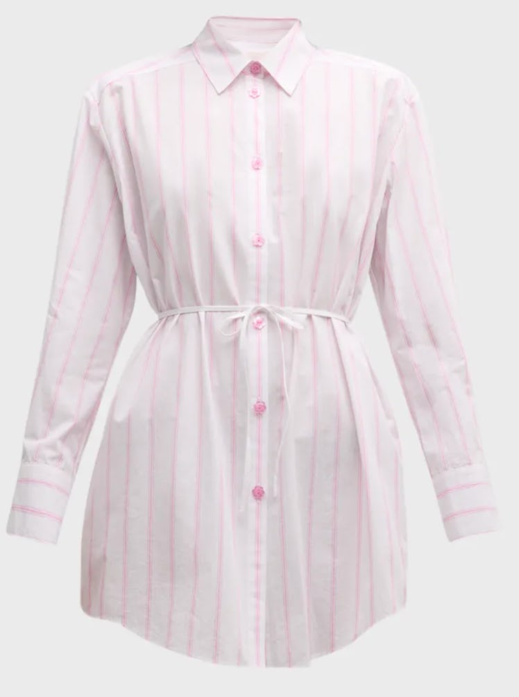 baby pink mini shirt dress