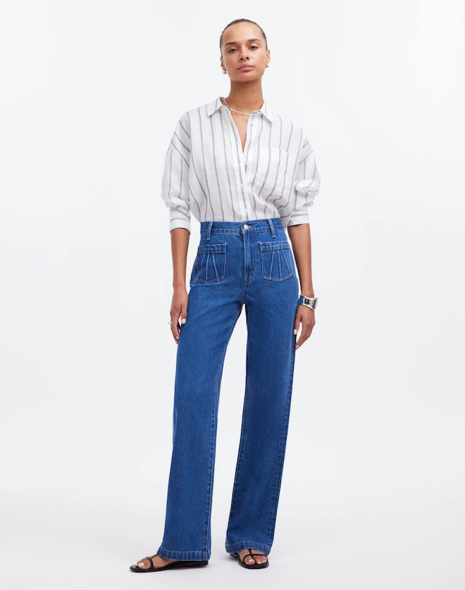 The Perfect Vintage Wide-Leg Jean in Lape Wash: Patch Pocket Edition