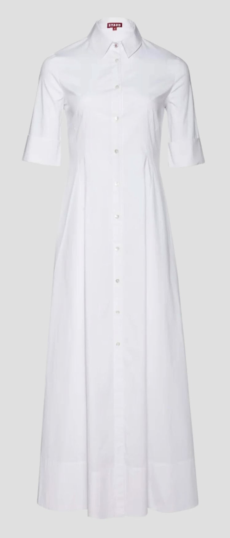 white maxi shirt dress