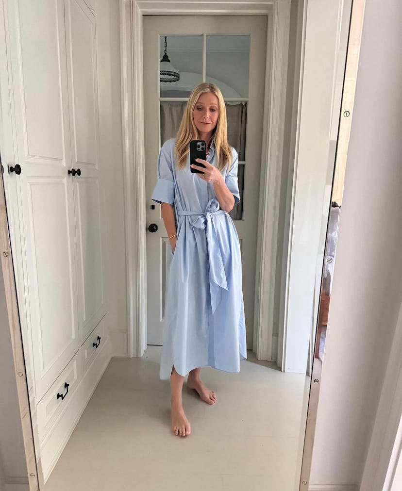 Gwyneth Paltrow shirt dress look