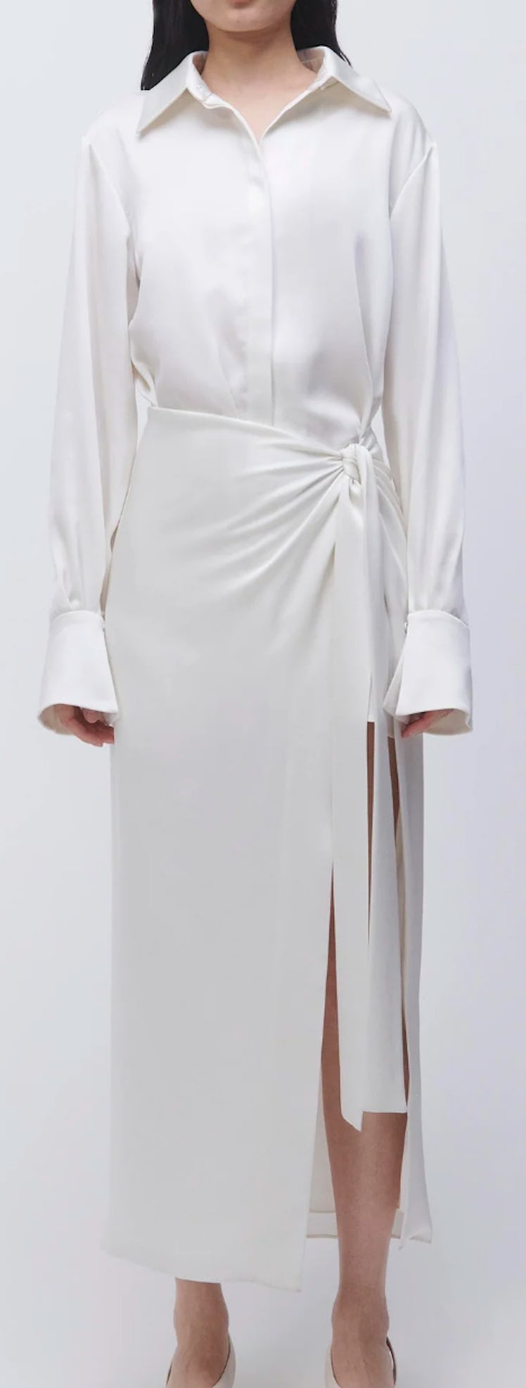 white satin maxi dress
