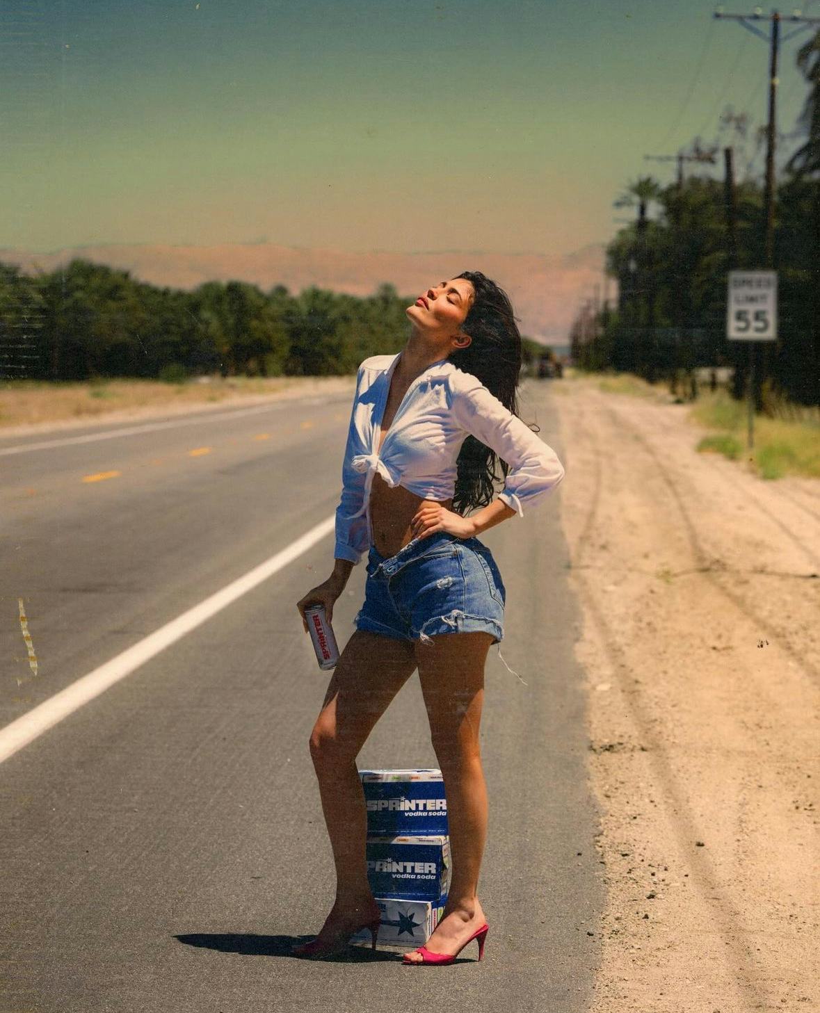 Kylie Jenner stars in a new summer campaign for her canned vodka seltzer brand Sprinter wearing outf&hellip;