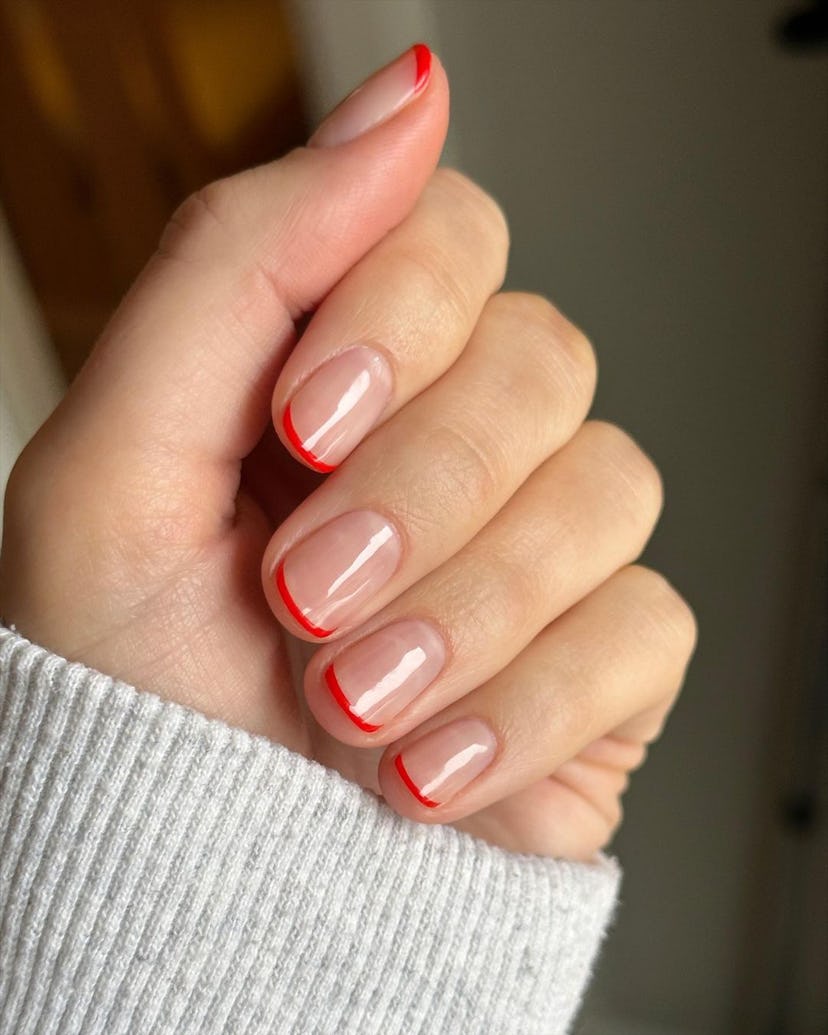 Try a fire-red micro French manicure.
