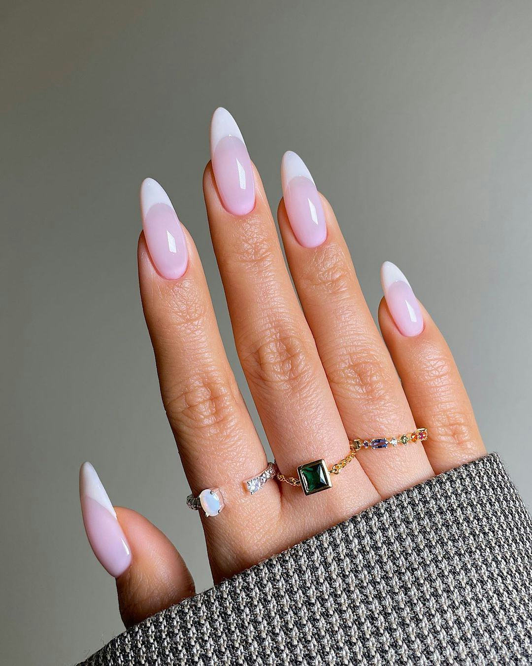 Try off-white vanilla French tip nails.