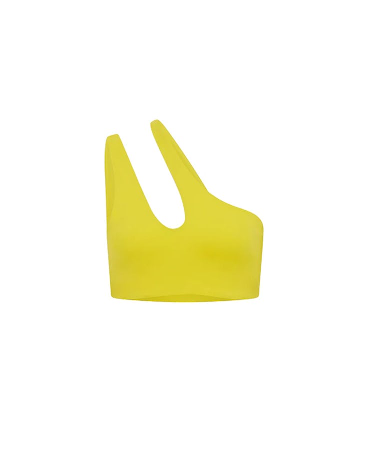 Yellow Teardrop One Shoulder Bikini Top