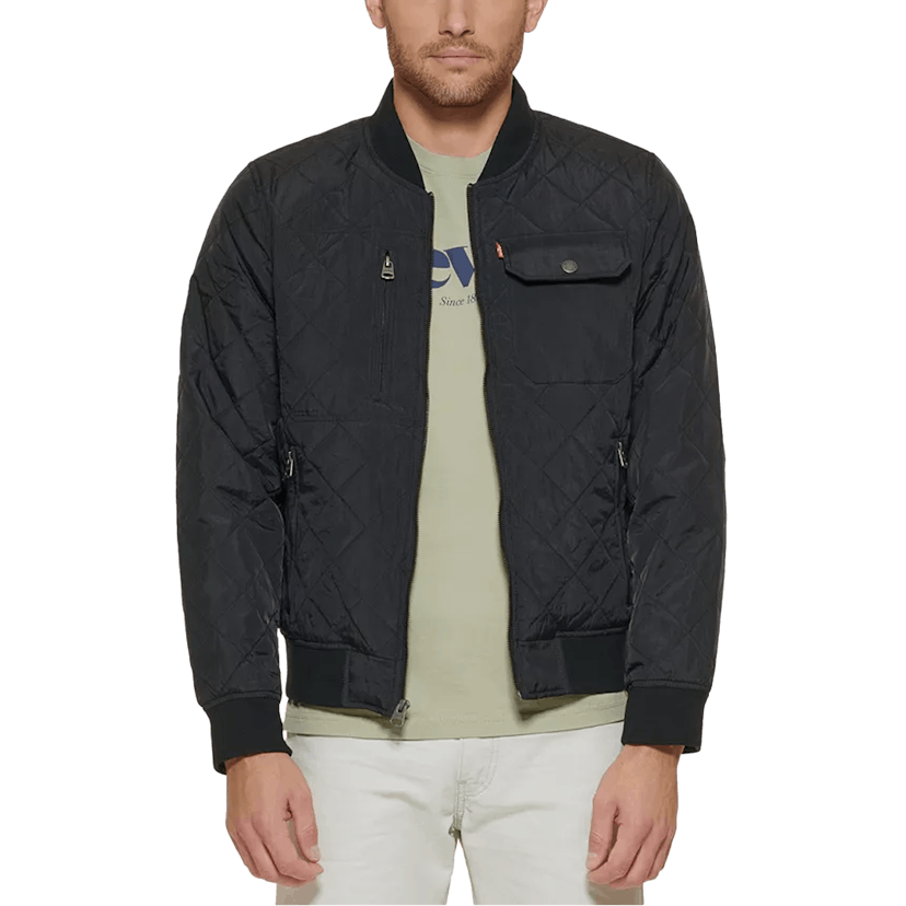 Regular-Fit Diamond-Quilted Bomber Jacket