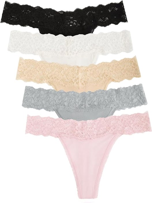 VOENXE Seamless Lace Thongs (5 Pack)