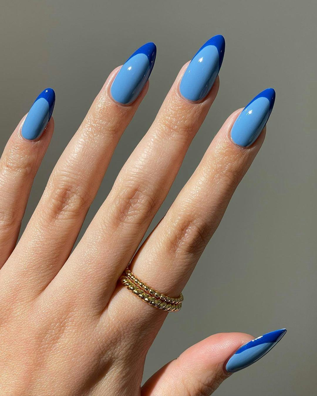 Try a two-toned blue French tip manicure.