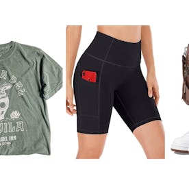 A example outfit for women to wear at Disney includes a themed shirt, biker shorts, and comfy shoes ...
