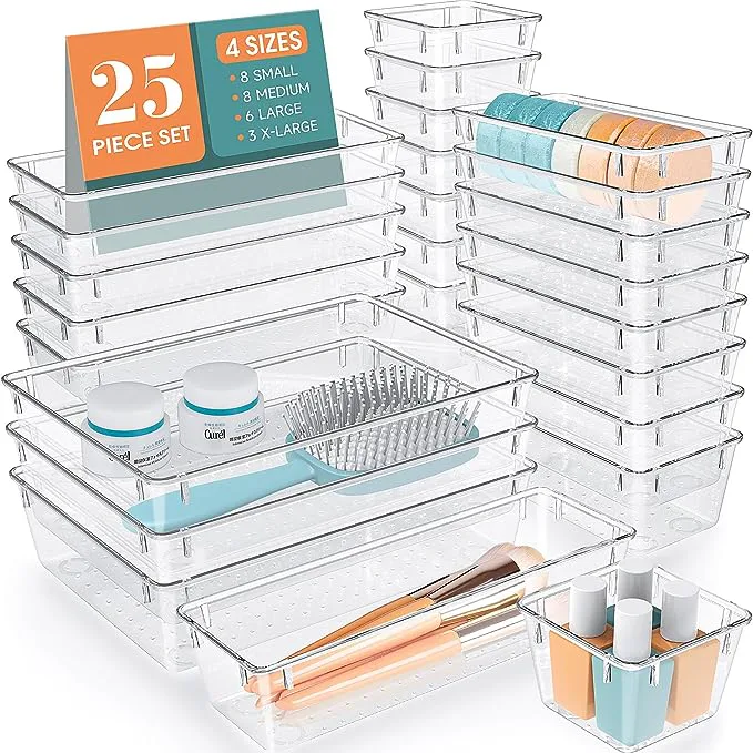 WOWBOX Plastic Drawer Organizers (25 Pieces)