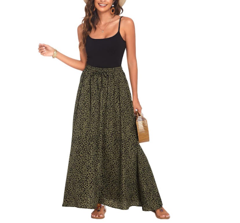 Bluetime Leopard Print Long Skirt