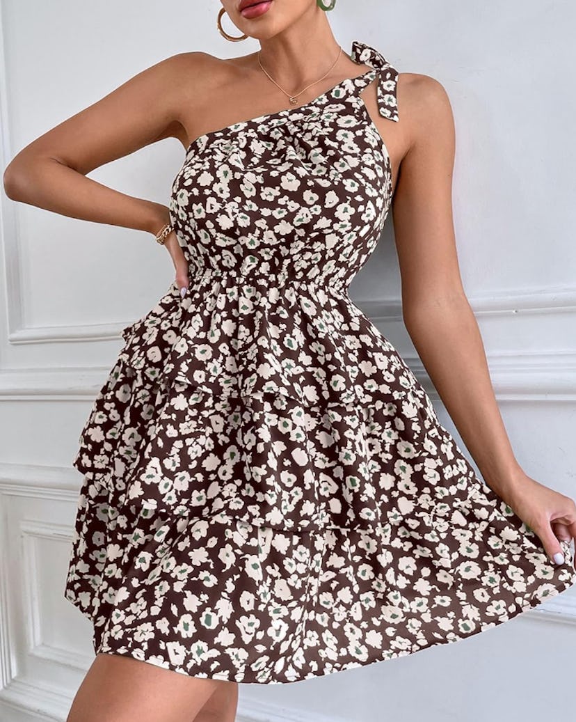 PrettyGarden One Shoulder Floral Dress