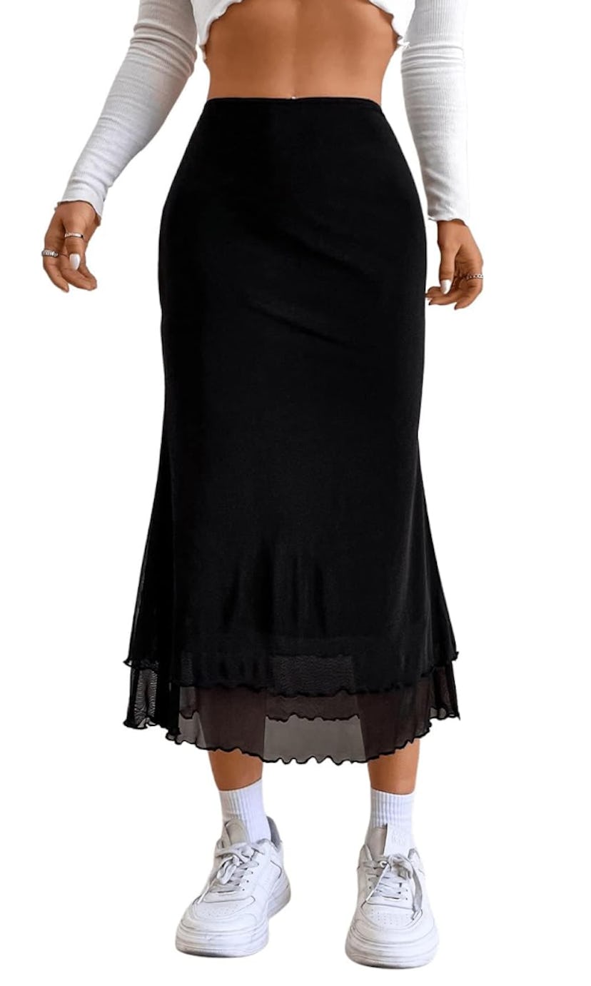 Verdusa Lettuce Trim High Waist Skirt