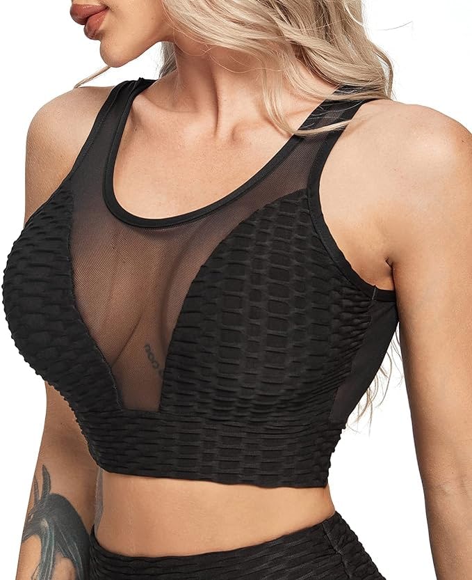 SEASUM Textured Sports Bra Crop Top
