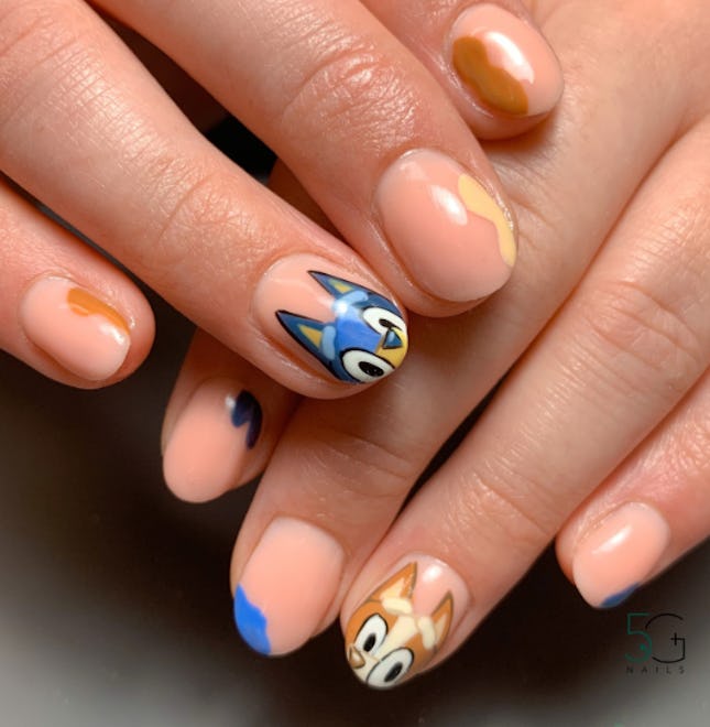 bluey nail art