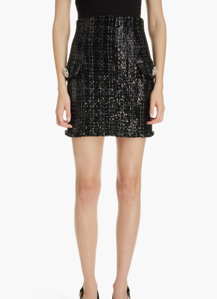 Sequin Tweed Miniskirt