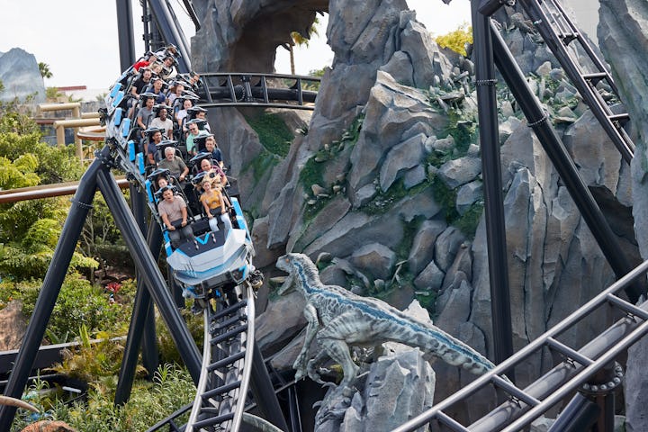 Guests ride the Velocicoaster at Universal Orlando.