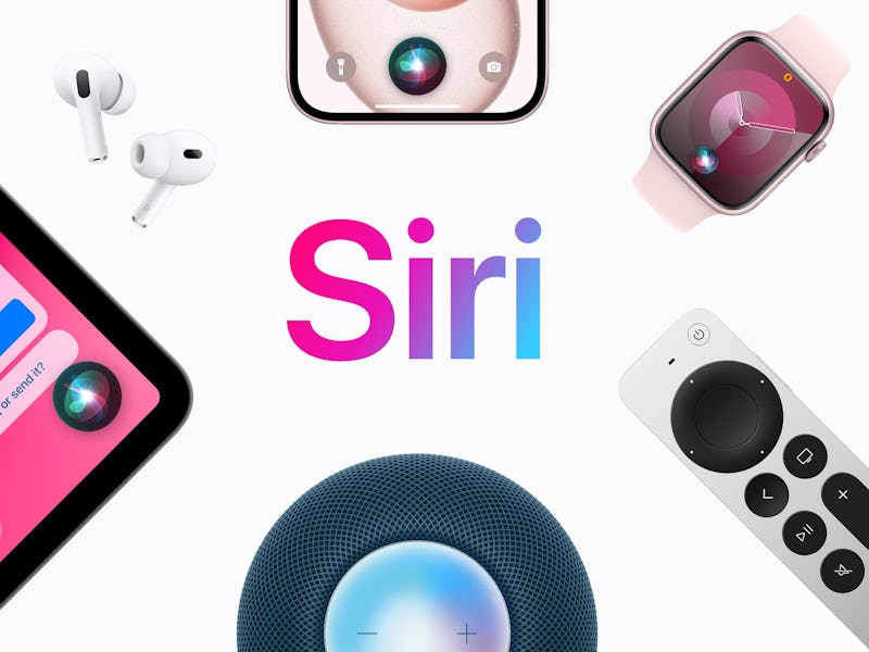 Siri surrounded by Apple devices