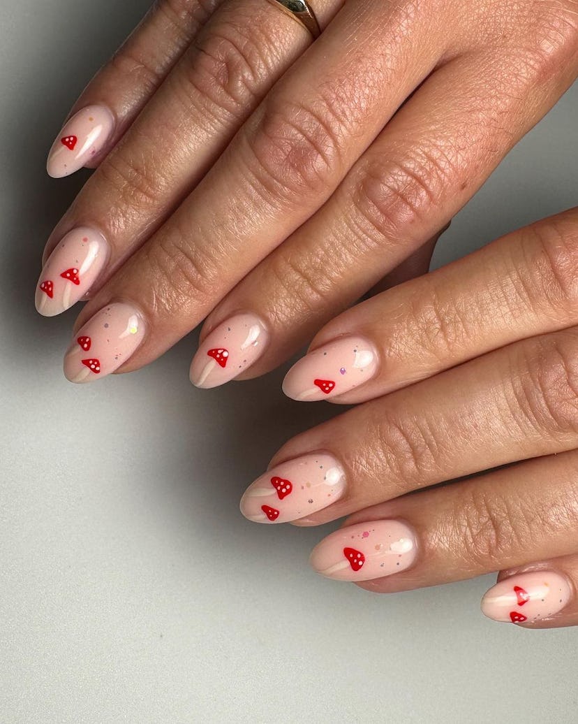 Try simple nails with a groovy mushroom design.