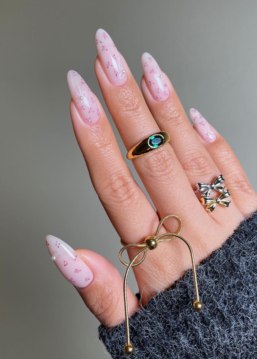Try nails with a dainty floral pattern.