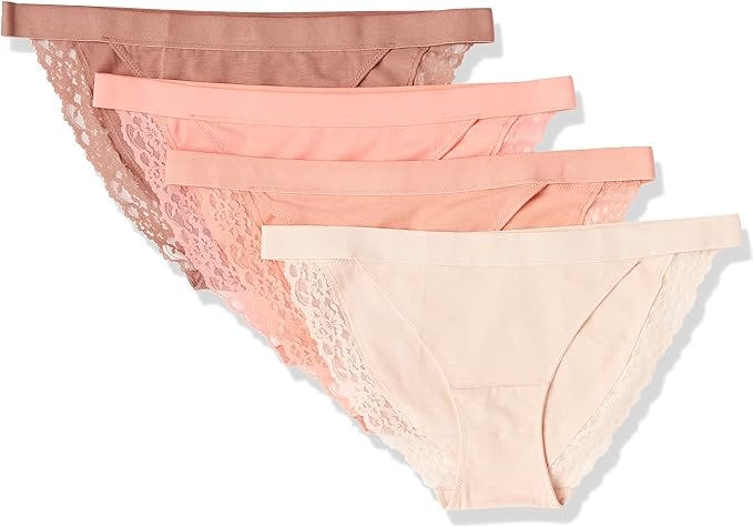 Amazon Essentials Cotton &amp; Lace Tanga Brief (4-Pack)