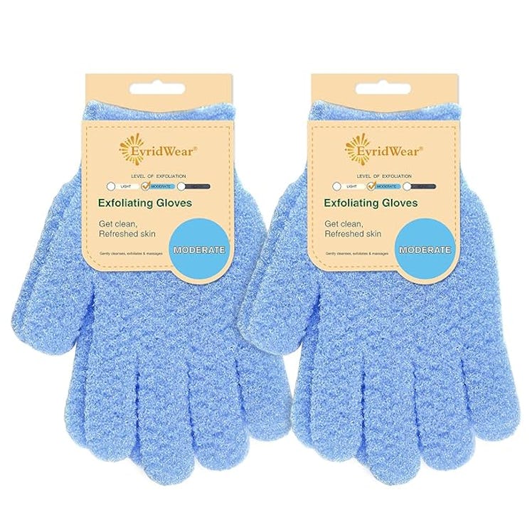 EvridWear Exfoliating Dual Texture Bath Gloves (2 Pairs)