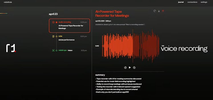 Rabbithole showing a recording and a summary.