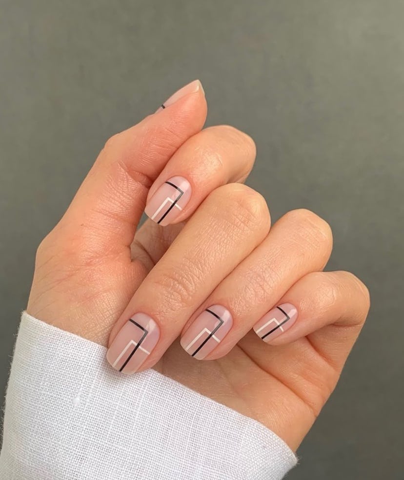 Try simple nails with geometric shapes.