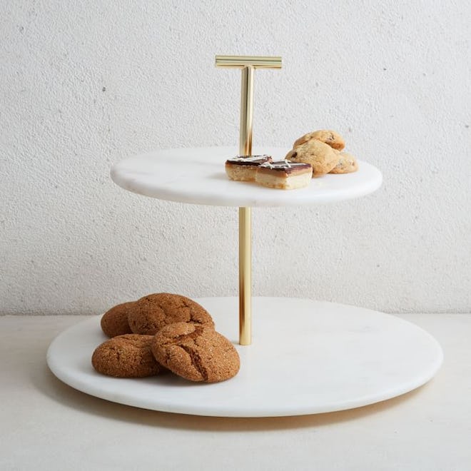 Maidson Marble & Brass 2-Tier Cake Stand