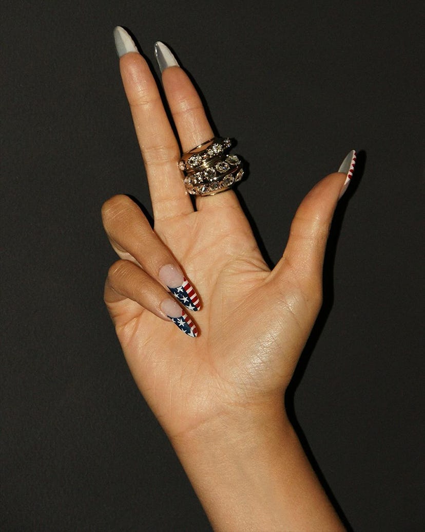 Beyoncé's American flag-inspired nails. 