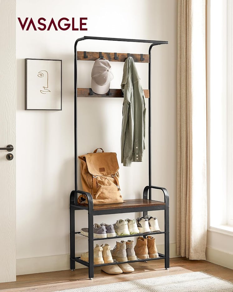 VASAGLE Coat Rack, Hall Tree, & Shoe Bench