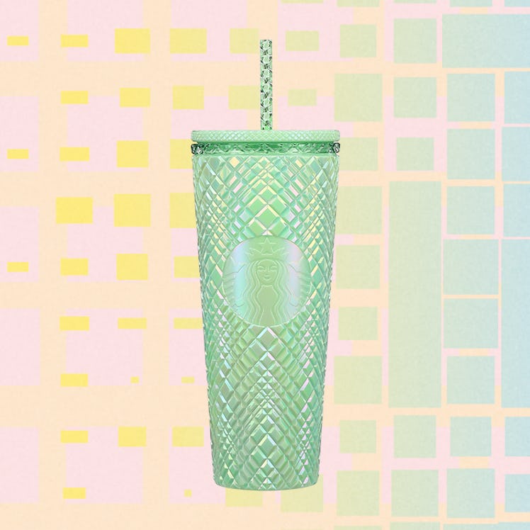 Starbucks' new collection for the summer includes a green prism cold cup. 