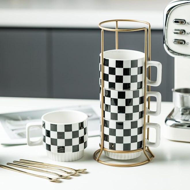 Miamolo Checkered Stackable Coffee Mugs