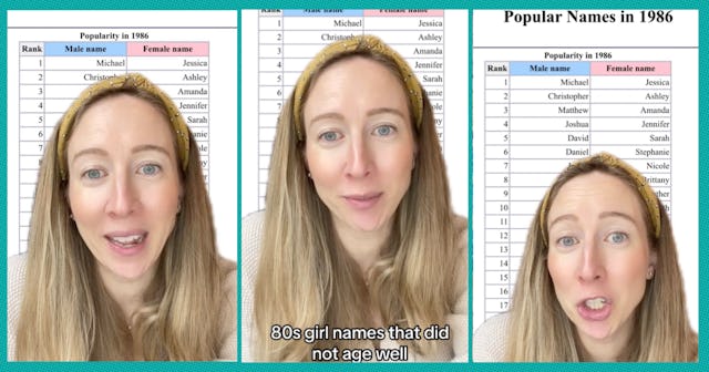 A personalized baby name consultant went through the top 100 girl names from 1986 to find which ones...