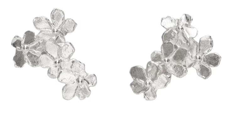 silver floral earrings