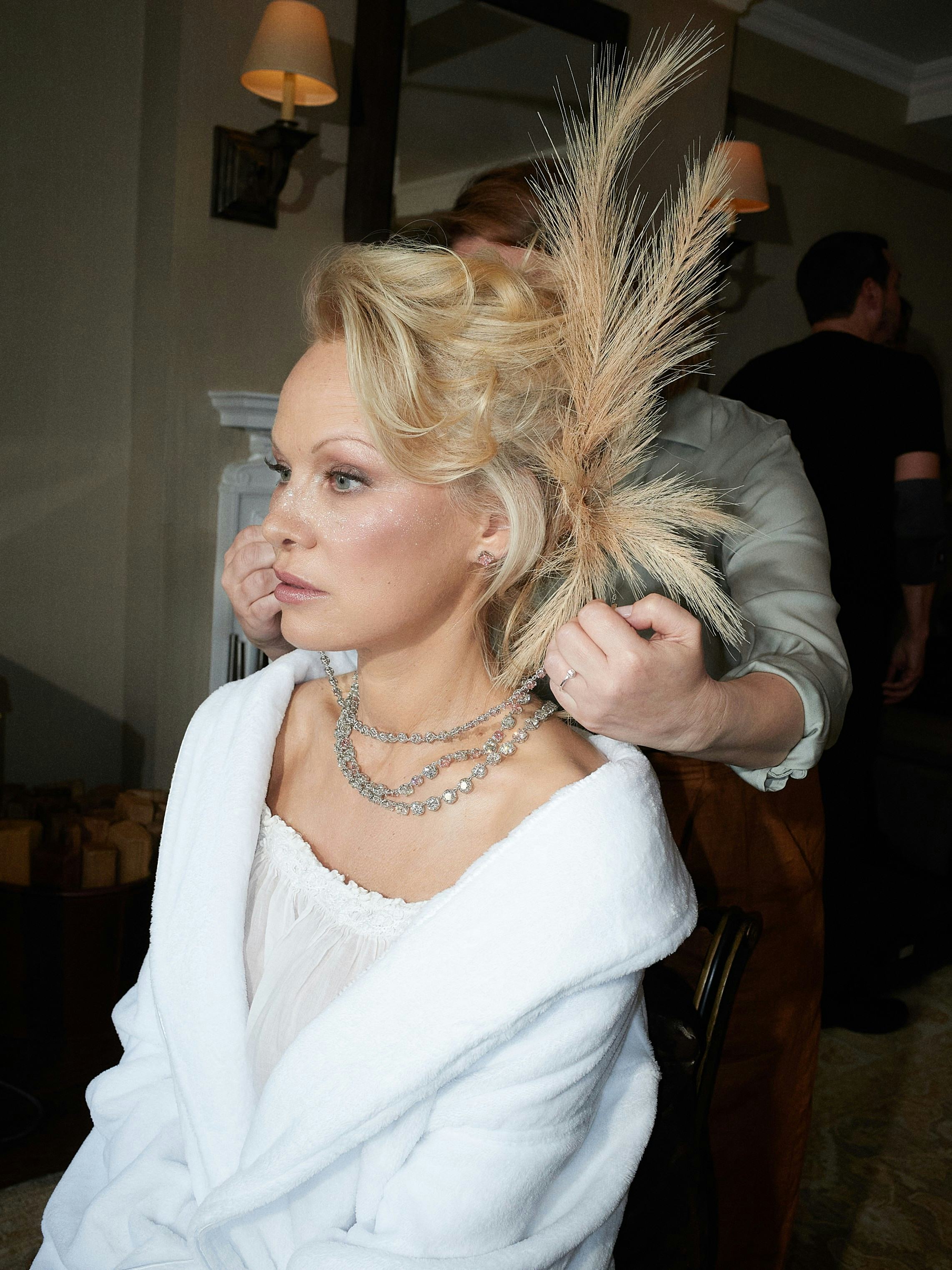 Pamela Anderson gets ready for the 2024 Met Gala