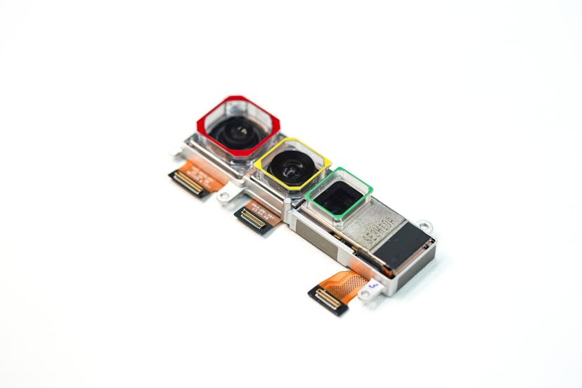 The triple-lens camera sensors for the Google Pixel 8 Pro.