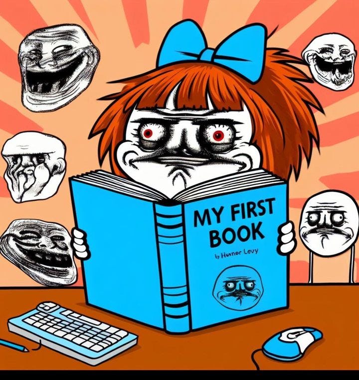 A promotional image for &lsquo;My First Book&rsquo; from Honor Levy&rsquo;s Instagram.