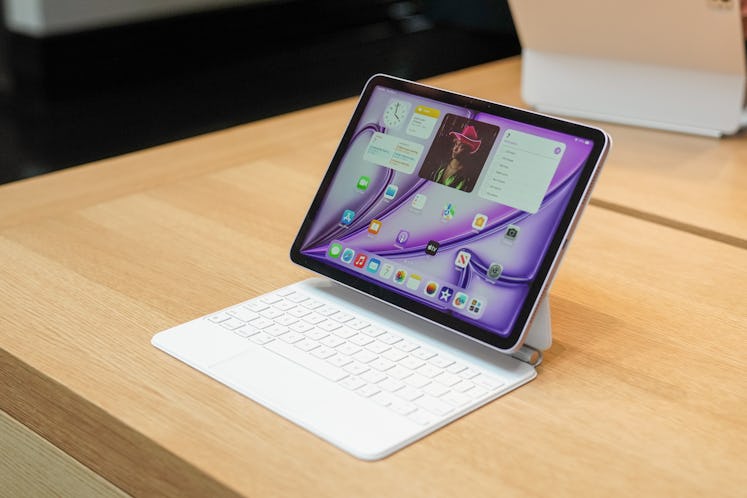The 11-inch iPad Air attached to a current-gen Magic Keyboard.